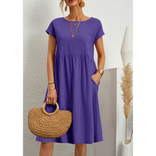 Sola Damen Midi Kleid | Baumwollmix, Lässiger Schnitt für den Sommer 9