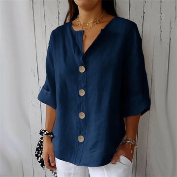 Soleil Damen Bluse | Baumwoll-Leinen-Mischung, Lässig 0