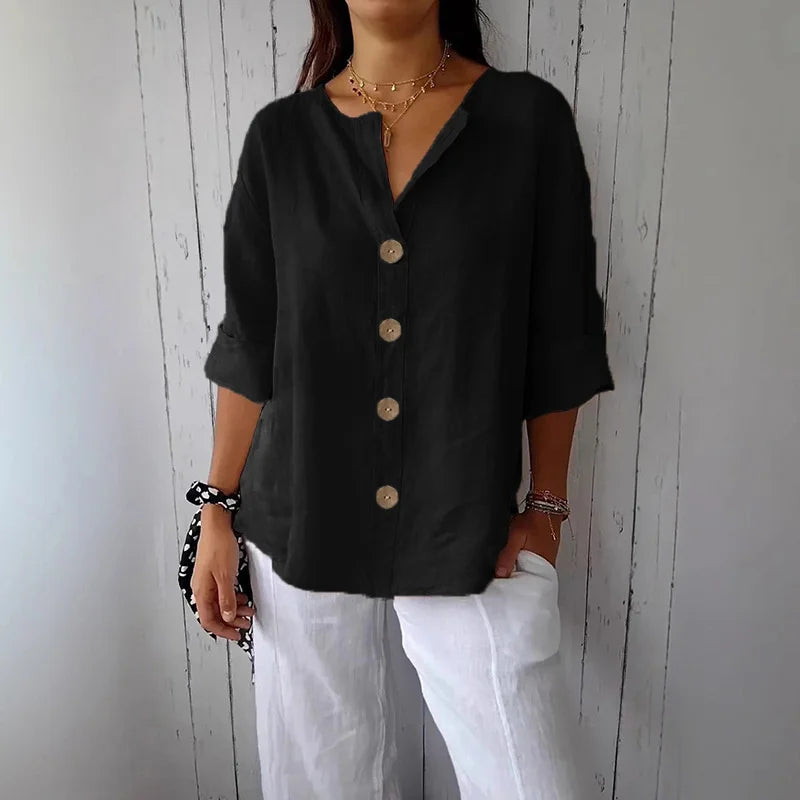 Soleil Damen Bluse | Baumwoll-Leinen-Mischung, Lässig 5
