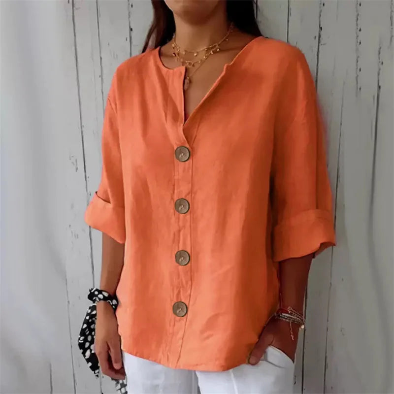Soleil Damen Bluse | Baumwoll-Leinen-Mischung, Lässig 6