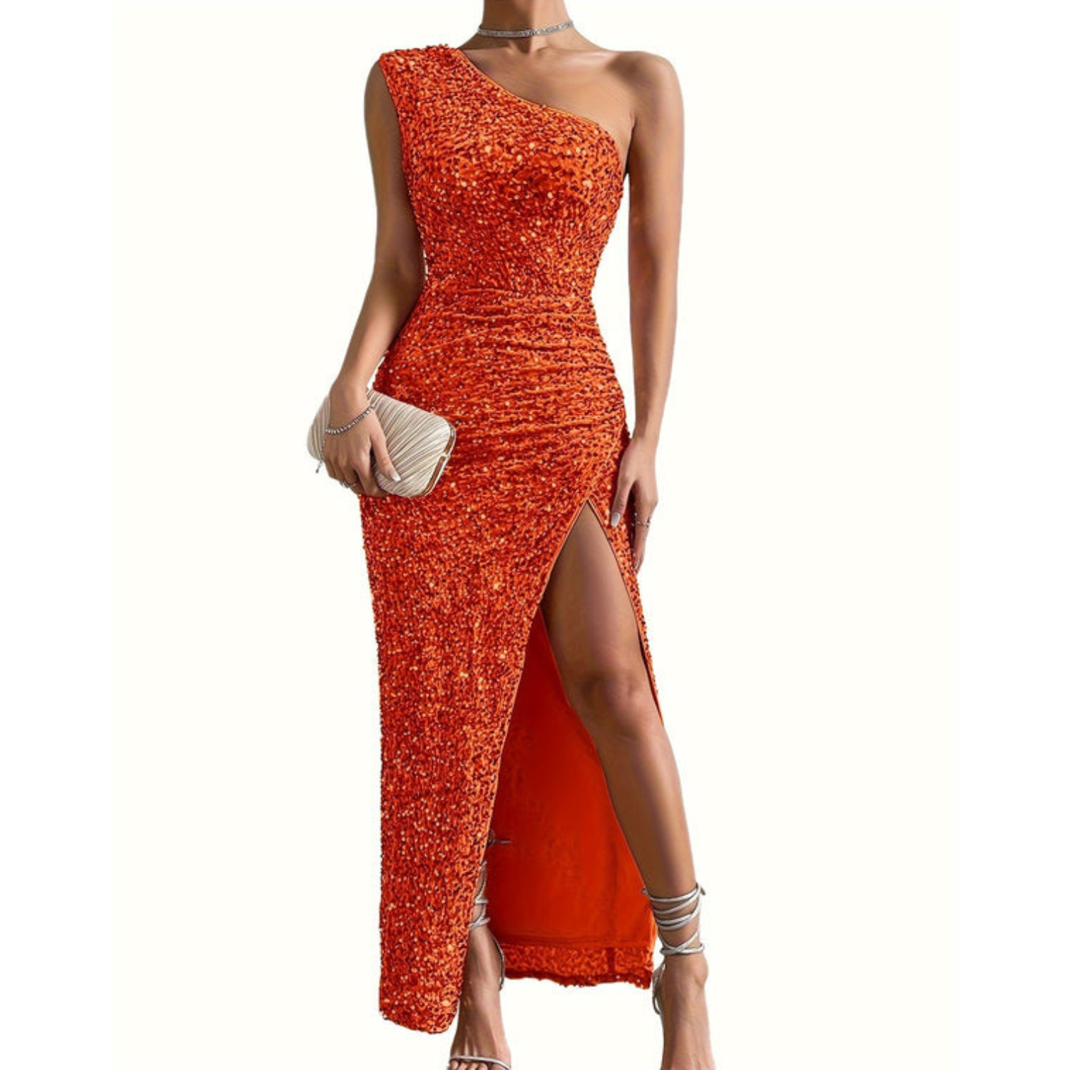 Soleil Damen Kleid | Schulterfrei, Elegantes Schwarzes Kleid mit Seitlichem Schlitz 5