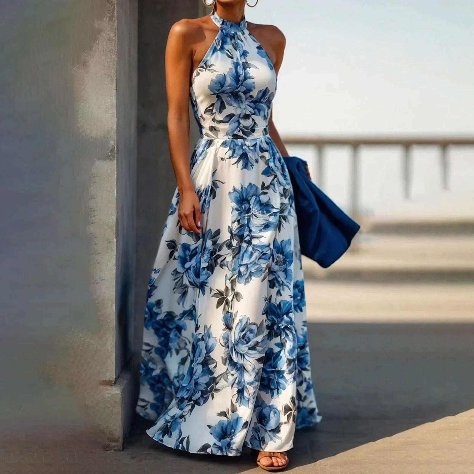 Soleil Damen Maxikleid | Blumendruck, Ärmellos 0