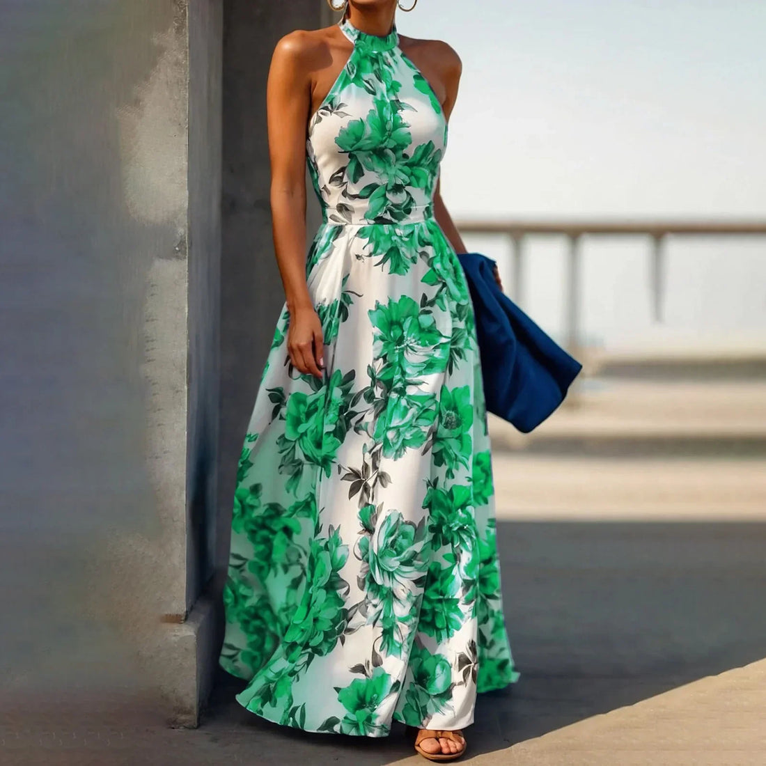 Soleil Damen Maxikleid | Blumendruck, Ärmellos 0