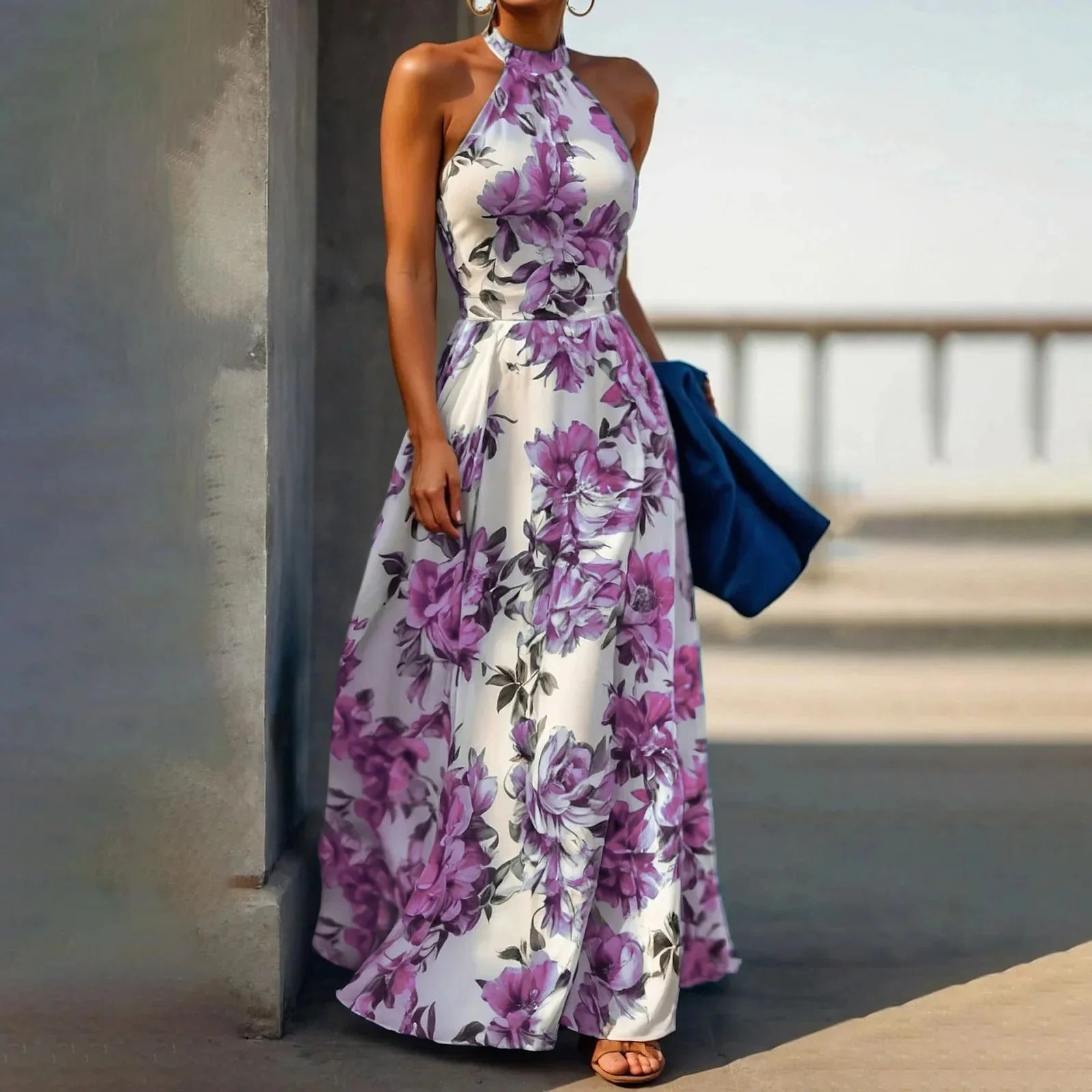 Soleil Damen Maxikleid | Blumendruck, Ärmellos 5