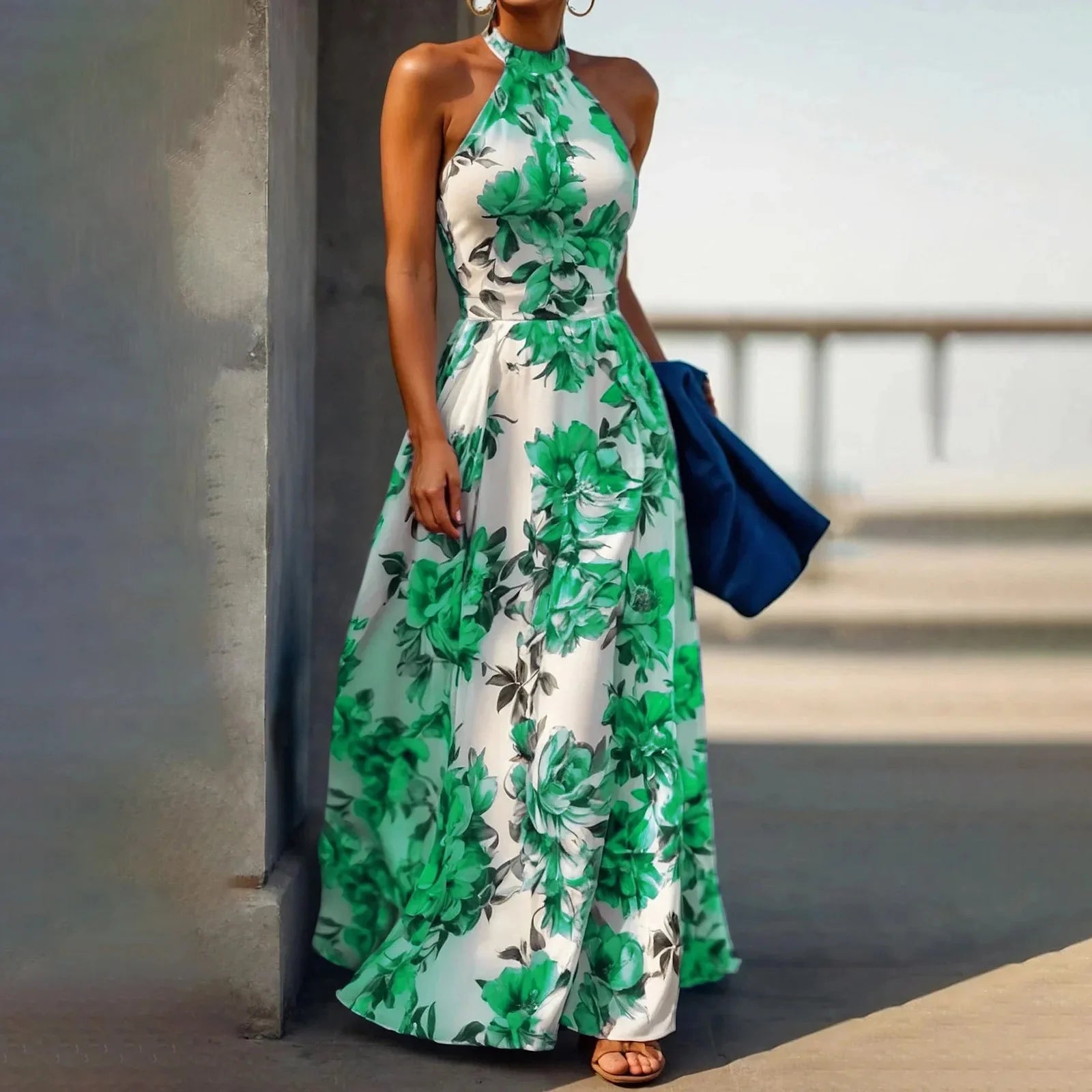 Soleil Damen Maxikleid | Blumendruck, Ärmellos 6