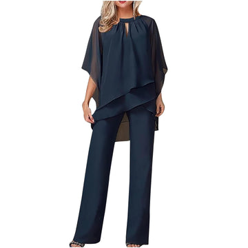 Sophie Damen Hosenanzug | Fließender Chiffon, Festlich Elegant 0