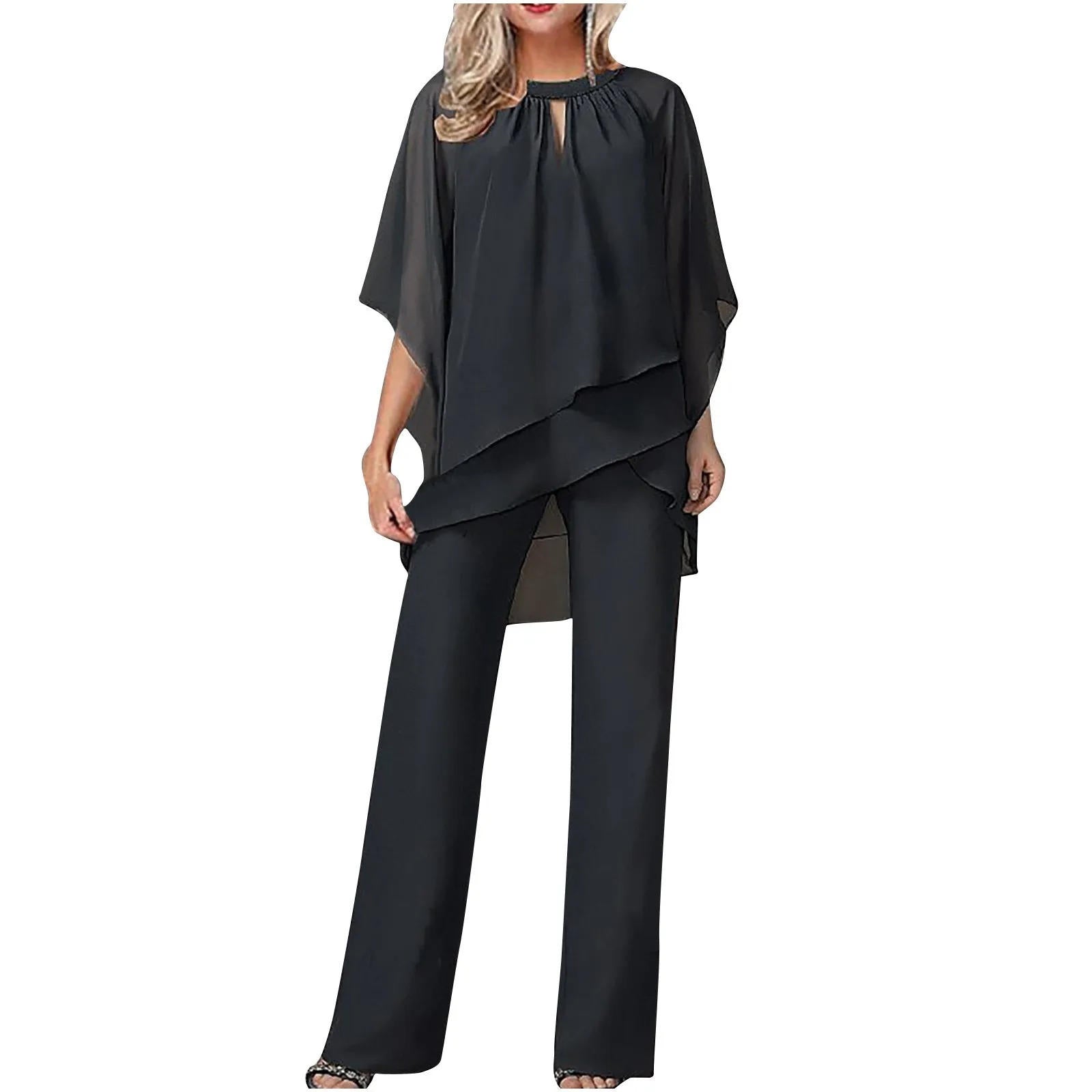 Sophie Damen Hosenanzug | Fließender Chiffon, Festlich Elegant 2