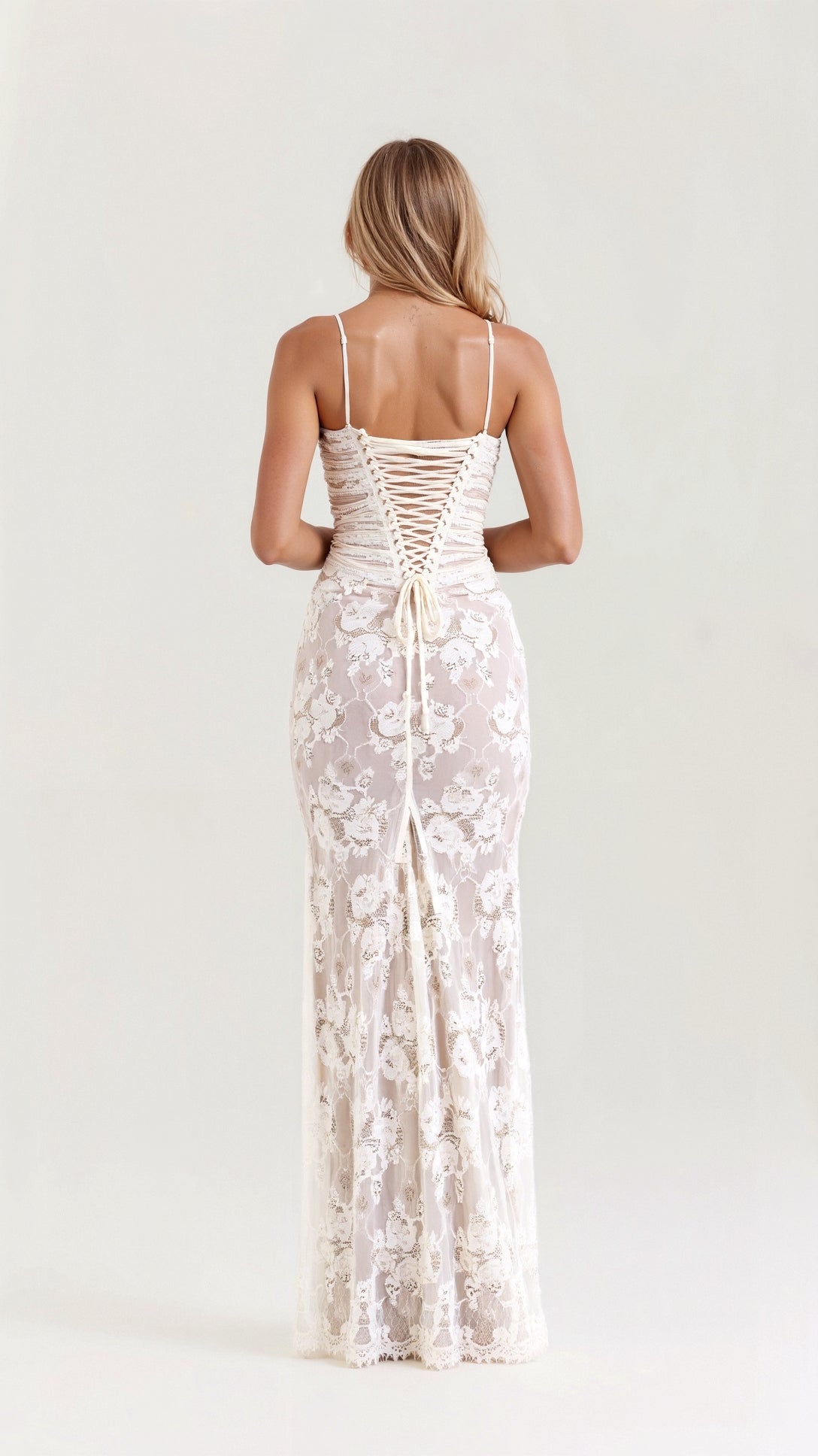Sophie Damen Kleid | Elegantes Abendkleid Lang mit Spitzenmuster, Ideal für Hochzeitsgast 2