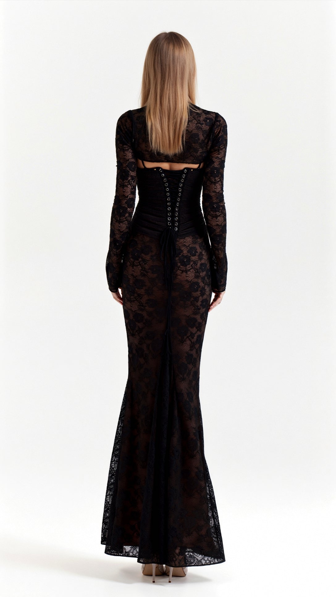 Sophie Damen Kleid | Elegantes Abendkleid Lang mit Spitzenmuster, Ideal für Hochzeitsgast 4