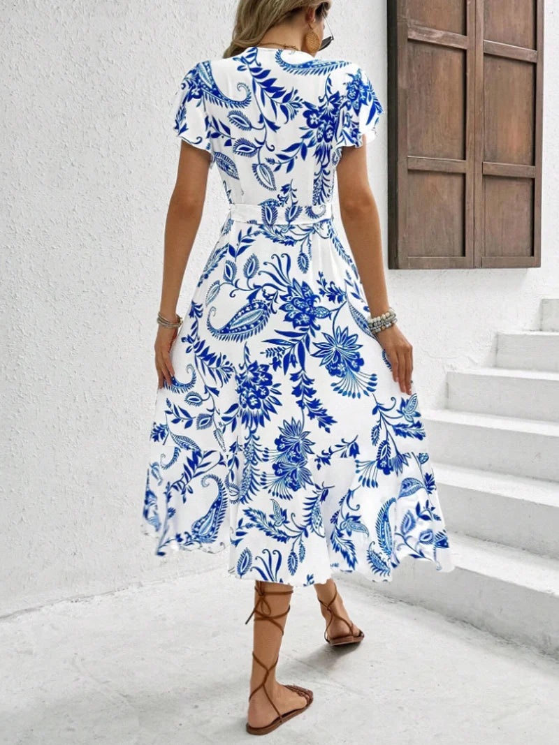 Sophie Damen Midi Kleid | Blumenmuster, Ärmellos 4