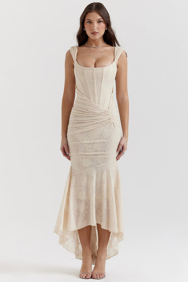 Sophie Damen Midi Kleid | Figurbetont mit Spitzenakzenten 1