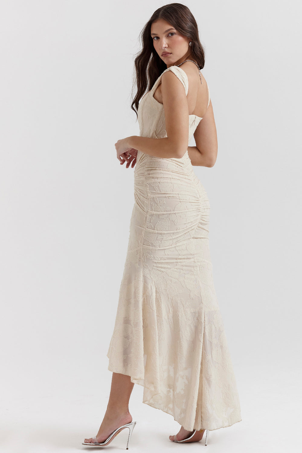 Sophie Damen Midi Kleid | Figurbetont mit Spitzenakzenten 6
