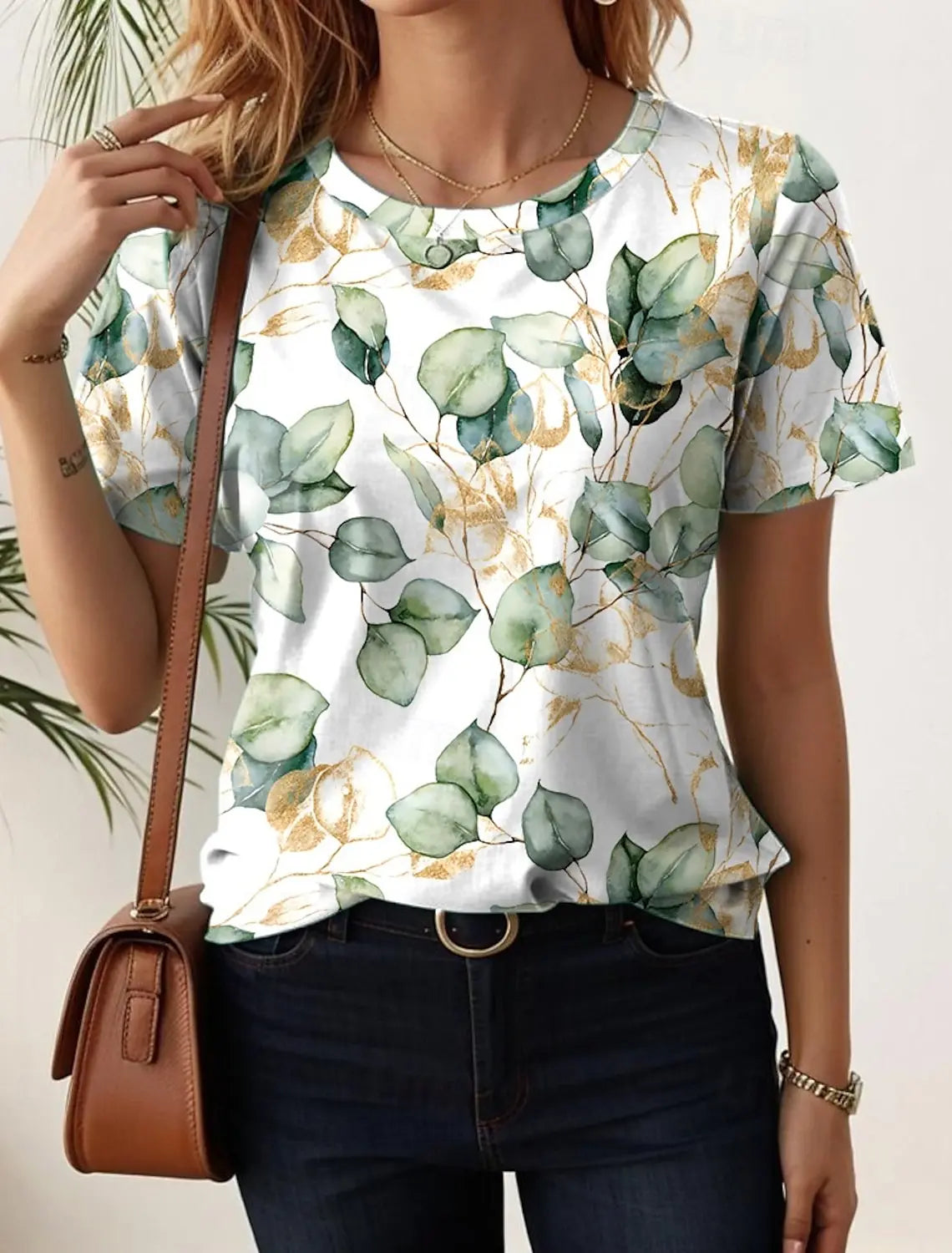 Sophie Damen Shirt Lang | Blumen Grafik, Kurzarm Baumwolle 0