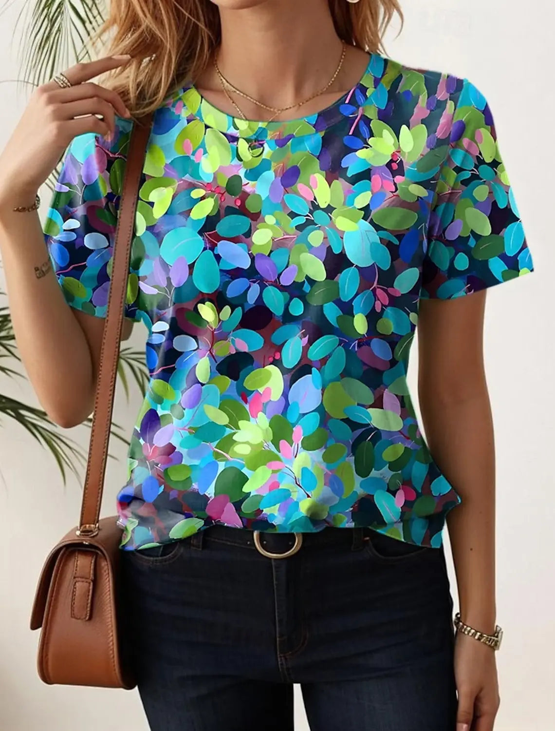 Sophie Damen Shirt Lang | Blumen Grafik, Kurzarm Baumwolle 1