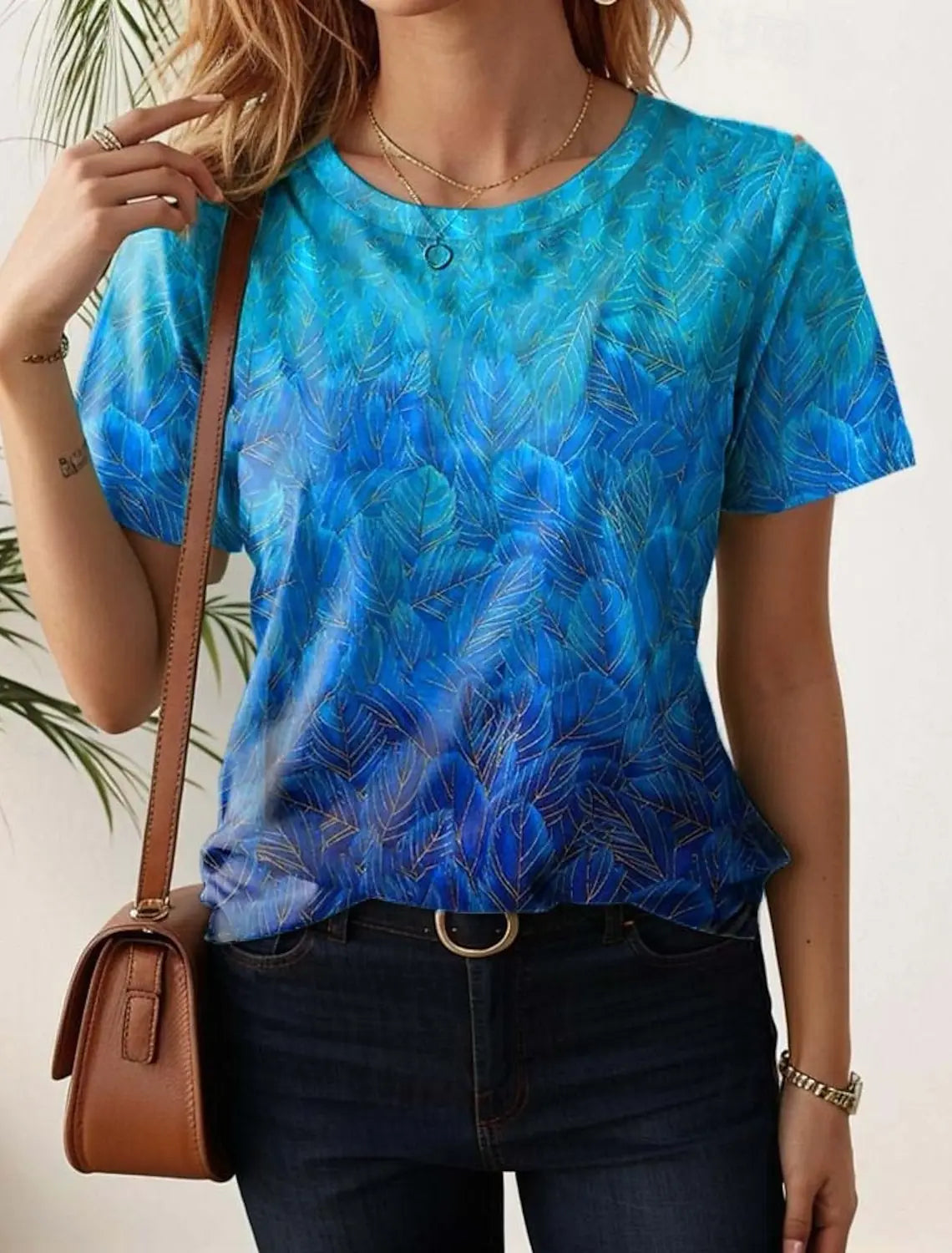 Sophie Damen Shirt Lang | Blumen Grafik, Kurzarm Baumwolle 3