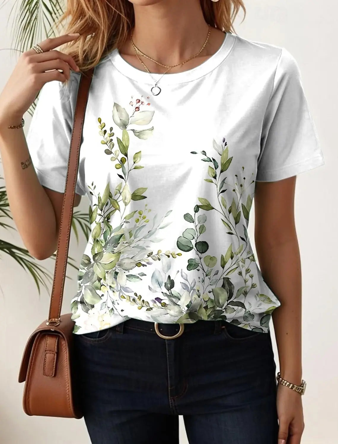Sophie Damen Shirt Lang | Blumen Grafik, Kurzarm Baumwolle 6