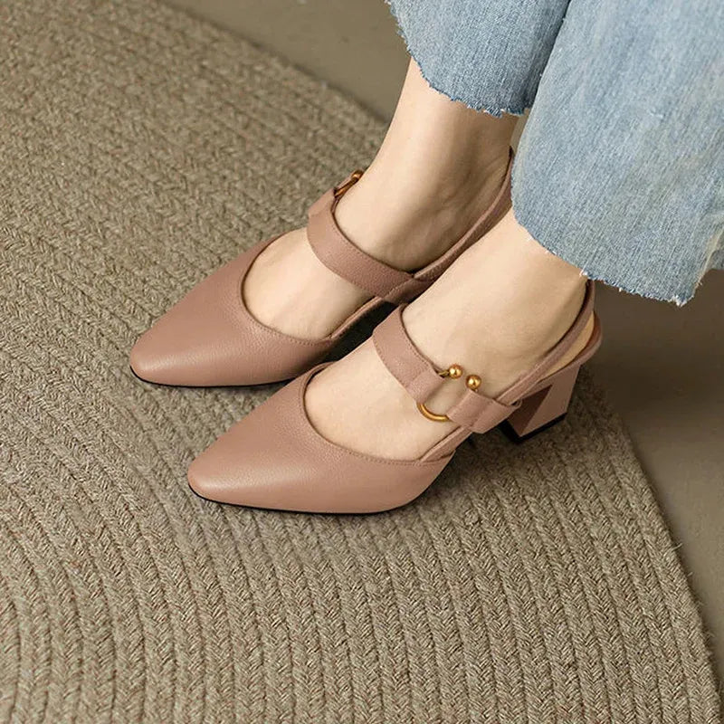 Ruth Schwarz Spitze Slingback-Pumps mit Blockabsatz für Damen | Goldener Schnallenverschluss Elegant - EU 35/36/37/38/39/40/41