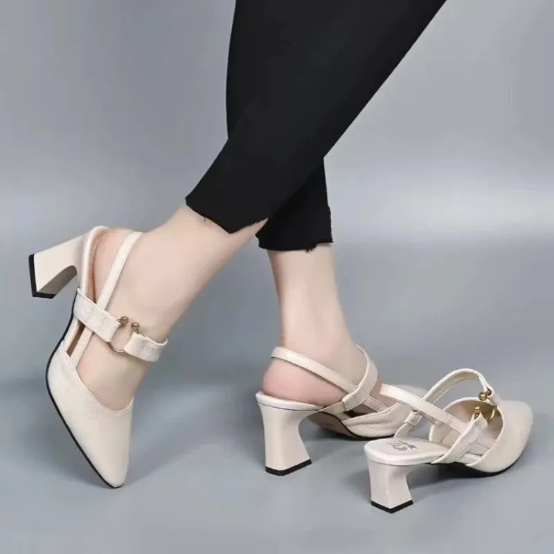 Ruth Schwarz Spitze Slingback-Pumps mit Blockabsatz für Damen | Goldener Schnallenverschluss Elegant - EU 35/36/37/38/39/40/41