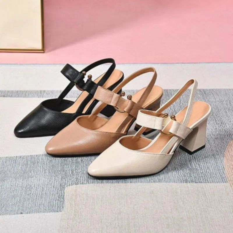 Ruth Schwarz Spitze Slingback-Pumps mit Blockabsatz für Damen | Goldener Schnallenverschluss Elegant - EU 35/36/37/38/39/40/41