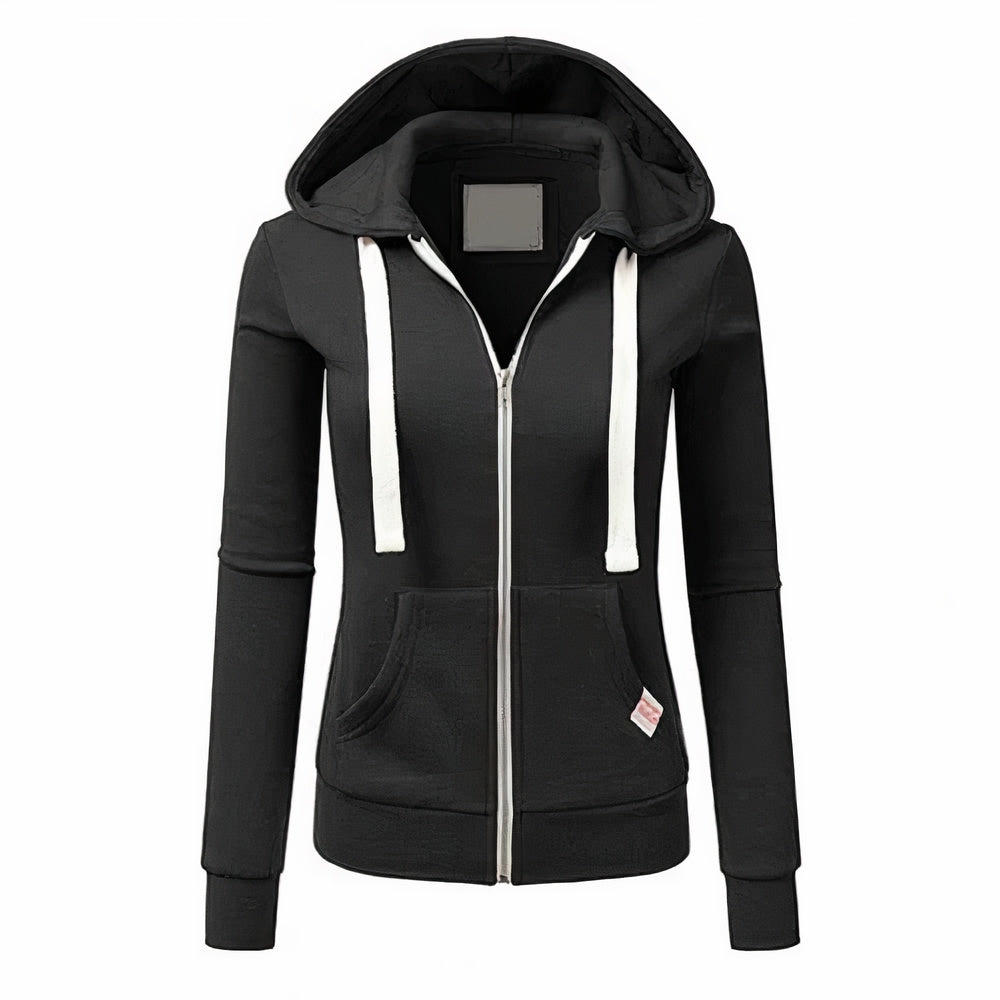 Rosi Hellblau Schlanke Kapuzenjacke mit Reissverschluss für Damen | Casual Alltag - S/M/L/XL