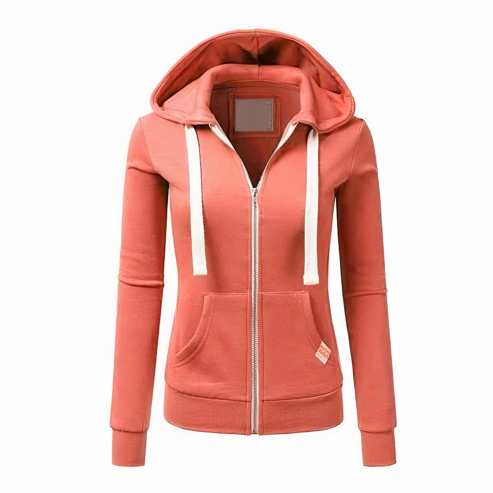 Rosi Hellblau Schlanke Kapuzenjacke mit Reissverschluss für Damen | Casual Alltag - S/M/L/XL