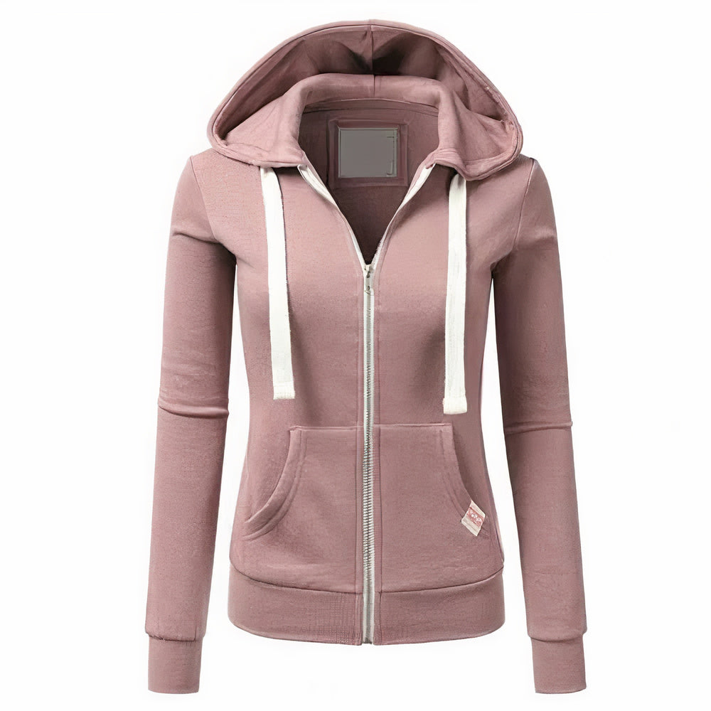 Rosi Hellblau Schlanke Kapuzenjacke mit Reissverschluss für Damen | Casual Alltag - S/M/L/XL