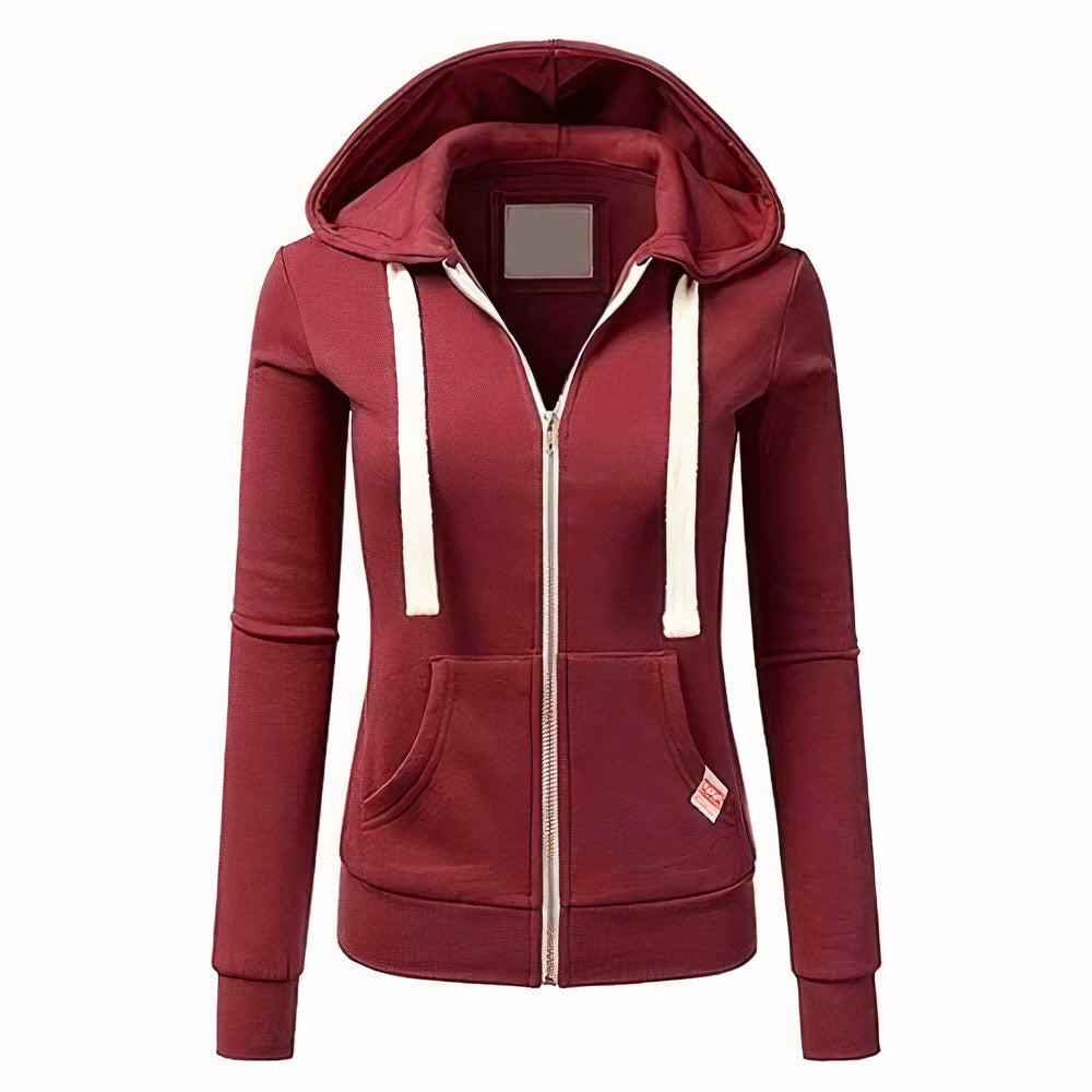Rosi Hellblau Schlanke Kapuzenjacke mit Reissverschluss für Damen | Casual Alltag - S/M/L/XL