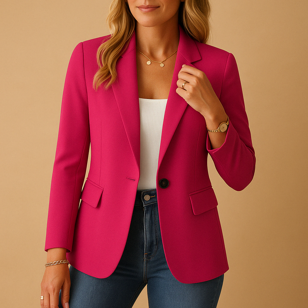 Esther Weiss Taillierter Blazer für Damen | Kerbkragen Einknopf Casual und Büro - XS/S/M/L/XL/2XL