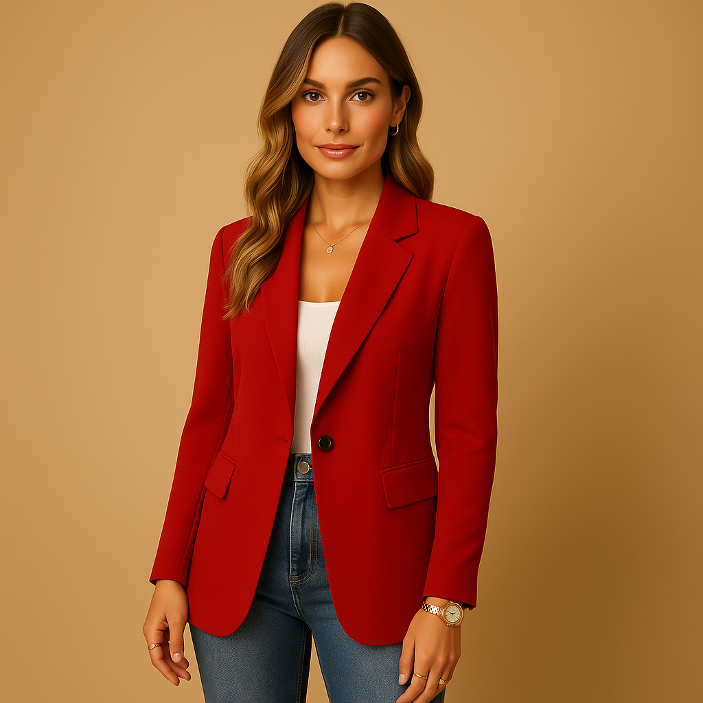 Esther Weiss Taillierter Blazer für Damen | Kerbkragen Einknopf Casual und Büro - XS/S/M/L/XL/2XL