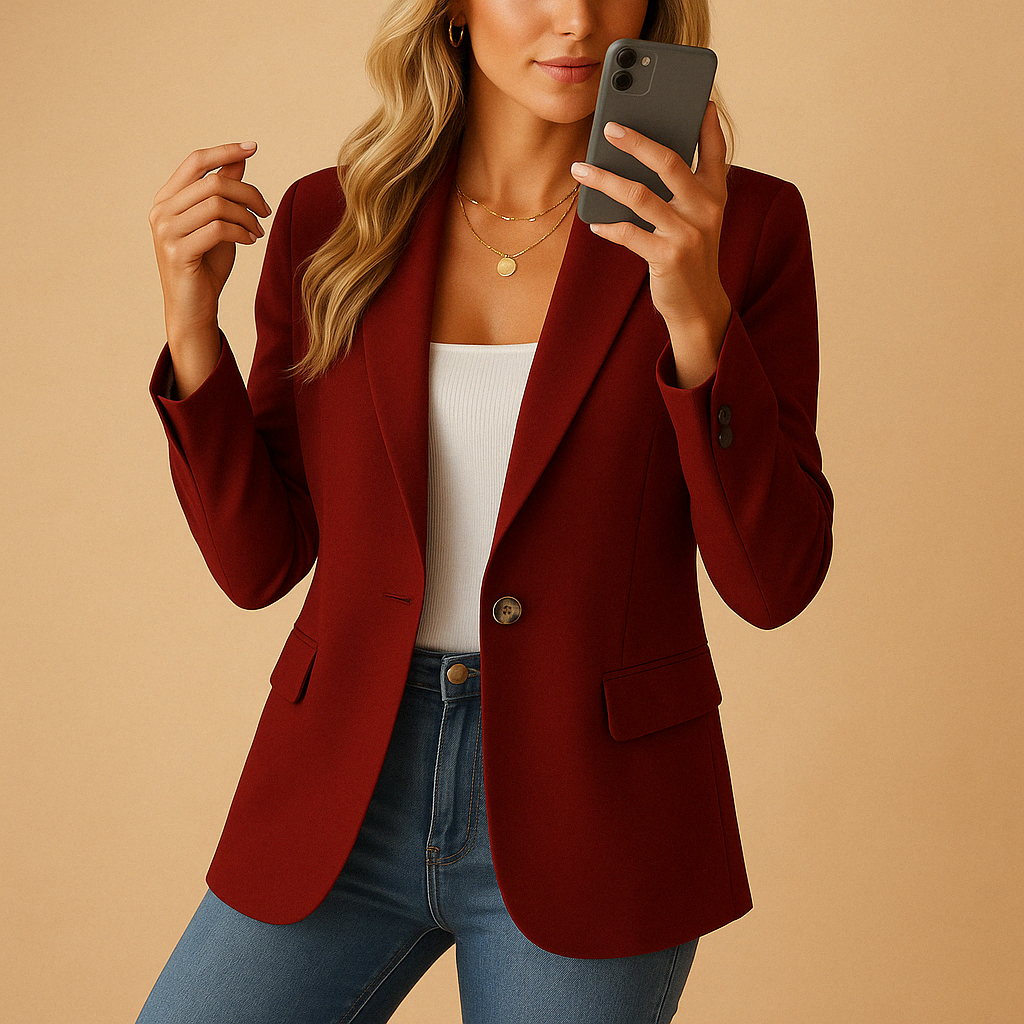 Esther Weiss Taillierter Blazer für Damen | Kerbkragen Einknopf Casual und Büro - XS/S/M/L/XL/2XL