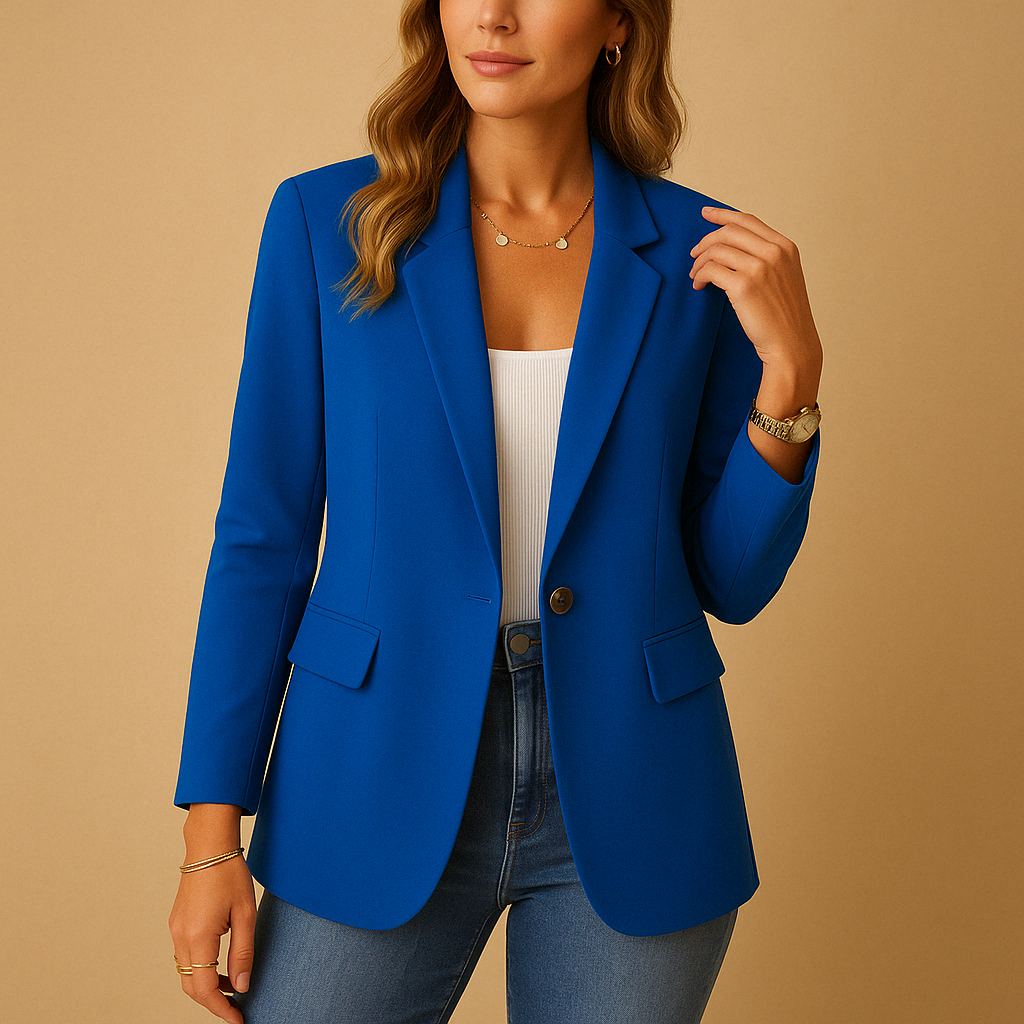 Esther Weiss Taillierter Blazer für Damen | Kerbkragen Einknopf Casual und Büro - XS/S/M/L/XL/2XL