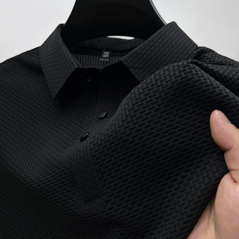 Rudolf Blau Strukturiertes Kurzarm-Polohemd für Herren | Klassischer Casual Stil - M-8XL