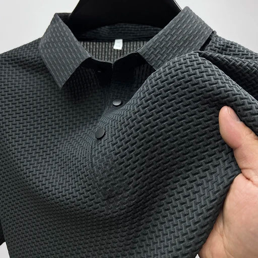 Rudolf Blau Strukturiertes Kurzarm-Polohemd für Herren | Klassischer Casual Stil - M-8XL