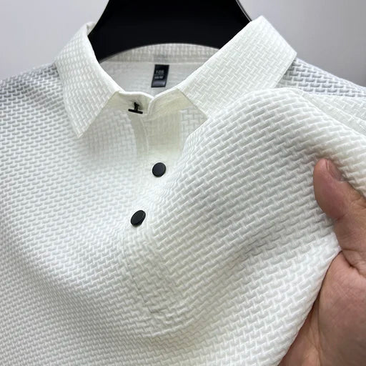 Rudolf Blau Strukturiertes Kurzarm-Polohemd für Herren | Klassischer Casual Stil - M-8XL