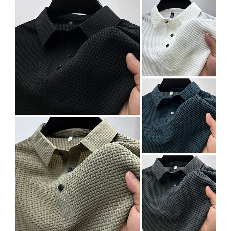 Rudolf Blau Strukturiertes Kurzarm-Polohemd für Herren | Klassischer Casual Stil - M-8XL