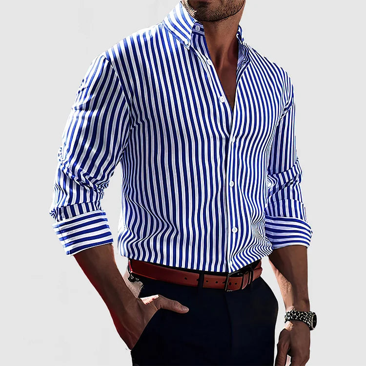 Timo Herren Hemd | 100% Baumwolle, Gestreift, Elegant und Vielseitig 0