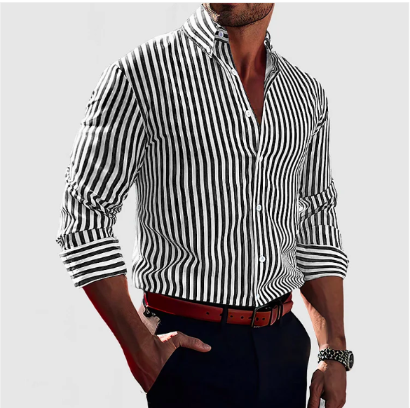 Timo Herren Hemd | 100% Baumwolle, Gestreift, Elegant und Vielseitig 1