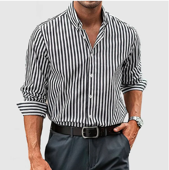 Timo Herren Hemd | 100% Baumwolle, Gestreift, Elegant und Vielseitig 2