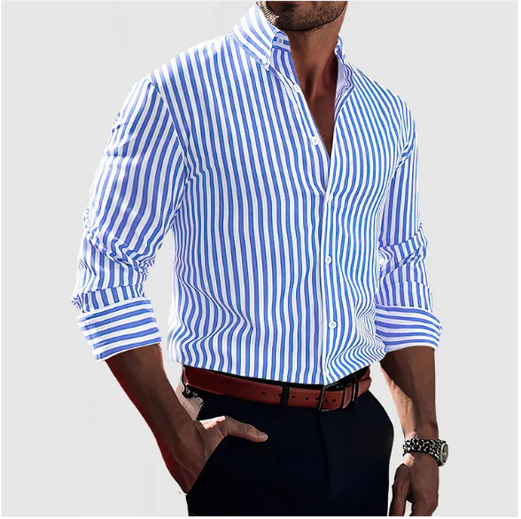 Timo Herren Hemd | 100% Baumwolle, Gestreift, Elegant und Vielseitig 3