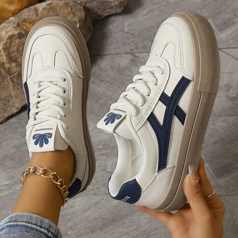 Elisabeth Blau Weisse Platform Sneakers für Damen | Gedämpfte Sohle Sportlicher Stil | Alltag und Freizeit