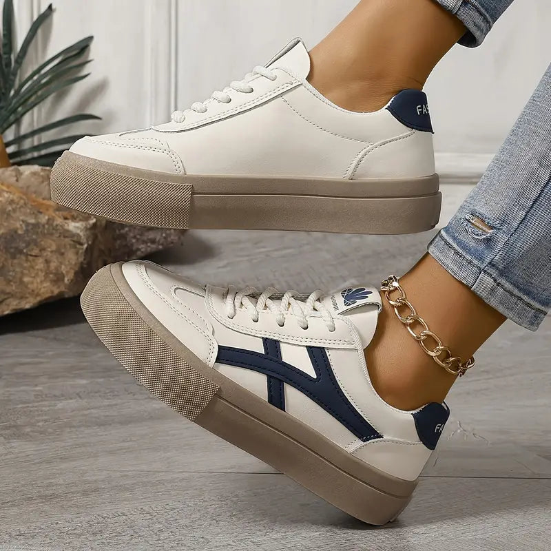 Elisabeth Blau Weisse Platform Sneakers für Damen | Gedämpfte Sohle Sportlicher Stil | Alltag und Freizeit