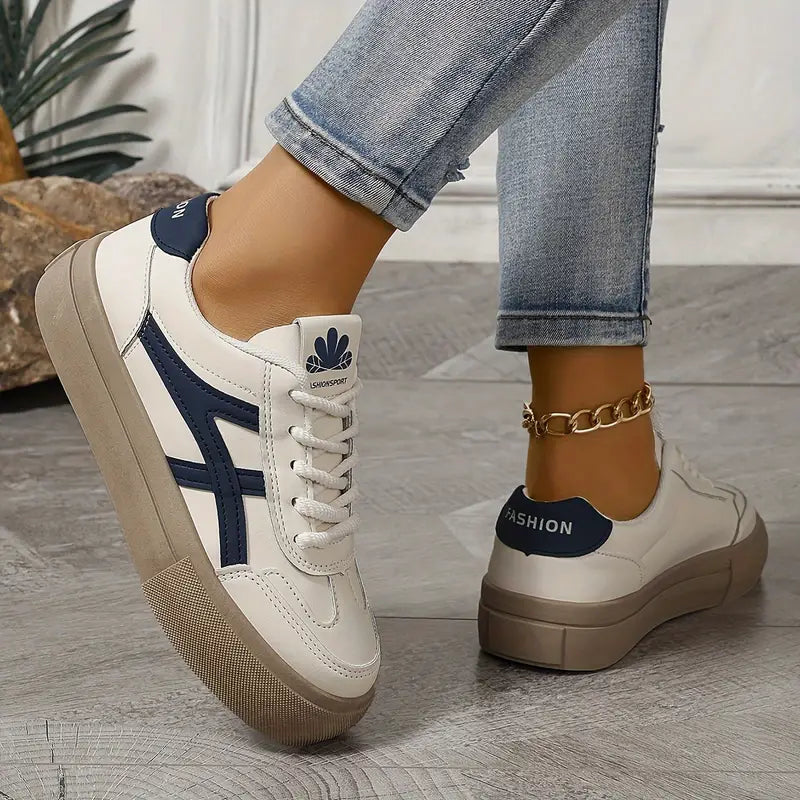 Elisabeth Blau Weisse Platform Sneakers für Damen | Gedämpfte Sohle Sportlicher Stil | Alltag und Freizeit