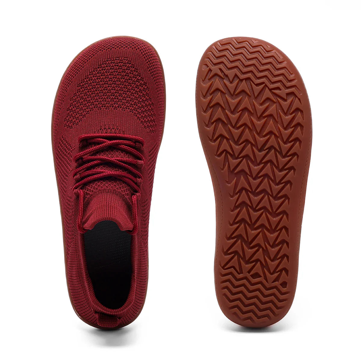 Hans Rot Atmungsaktiver Knit Barfußschuh für Herren | Naturlauf-Design für Alltag und Reisen - 36-42