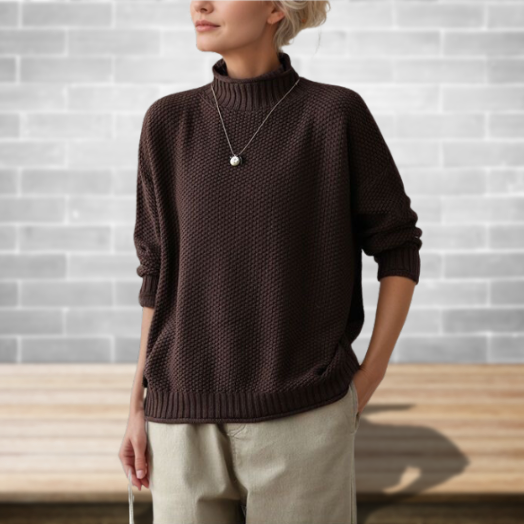 Magdalena Braun Oversized Wollmix Rollkragenpullover für Damen | Winter Casual Stil - S/M/L/XL/2XL/3XL