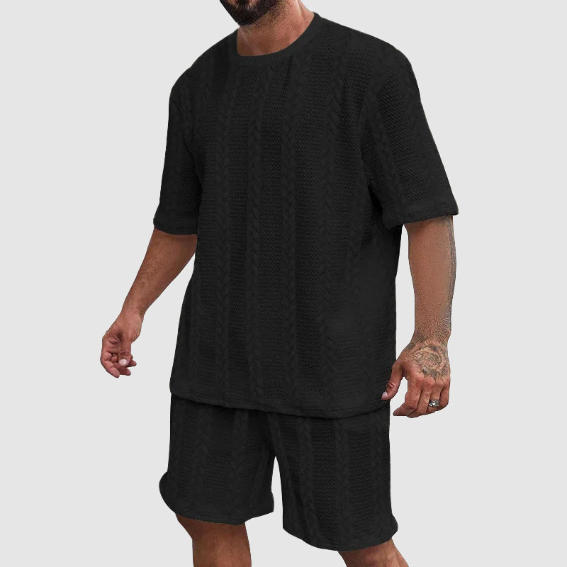 Urbano Herren Trainingsanzug | Bequemes Rundhals-T-Shirt und Shorts, Pflegeleicht 2