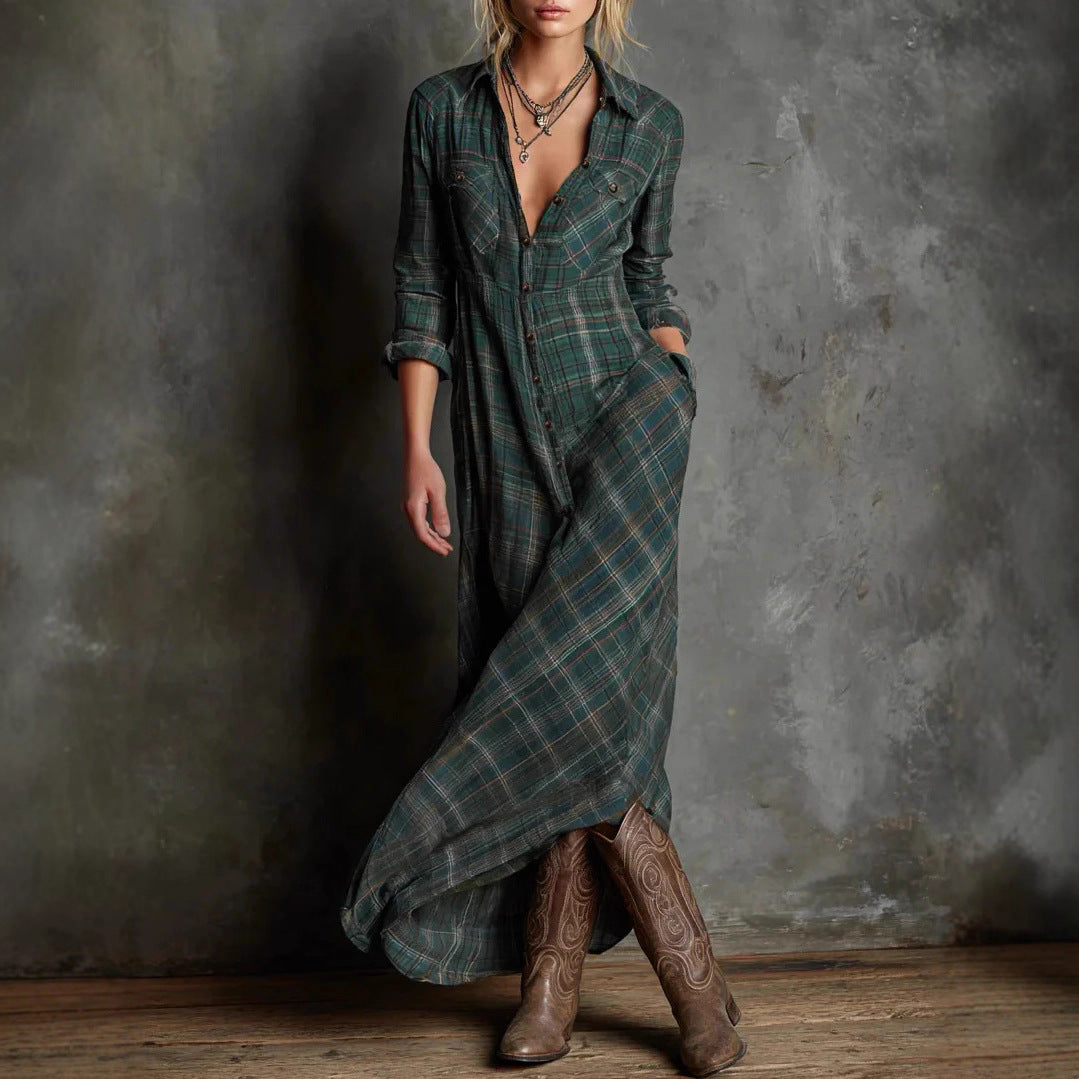 Valentina Maxi Hemdkleid für Frauen | Kariertes Design, Lässige Passform 0
