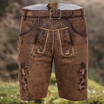 Beat Braun Lederhosen Trachtenlederhose für Herren | Traditionelle Stickerei Klassischer Schnitt - XS/S/M/L/XL/2XL/3XL
