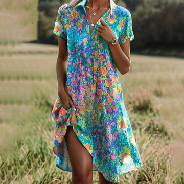 Vera Damen Kleid | Bequemer Schnitt, Leuchtende Farben, Leichter Stoff 0