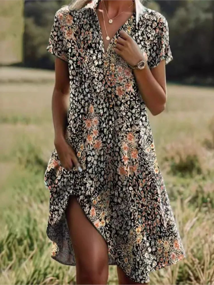 Vera Damen Kleid | V-Ausschnitt, Boho-Sommerkleid mit Taschen 1