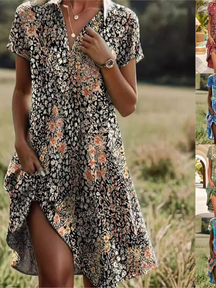 Vera Damen Kleid | V-Ausschnitt, Boho-Sommerkleid mit Taschen 5